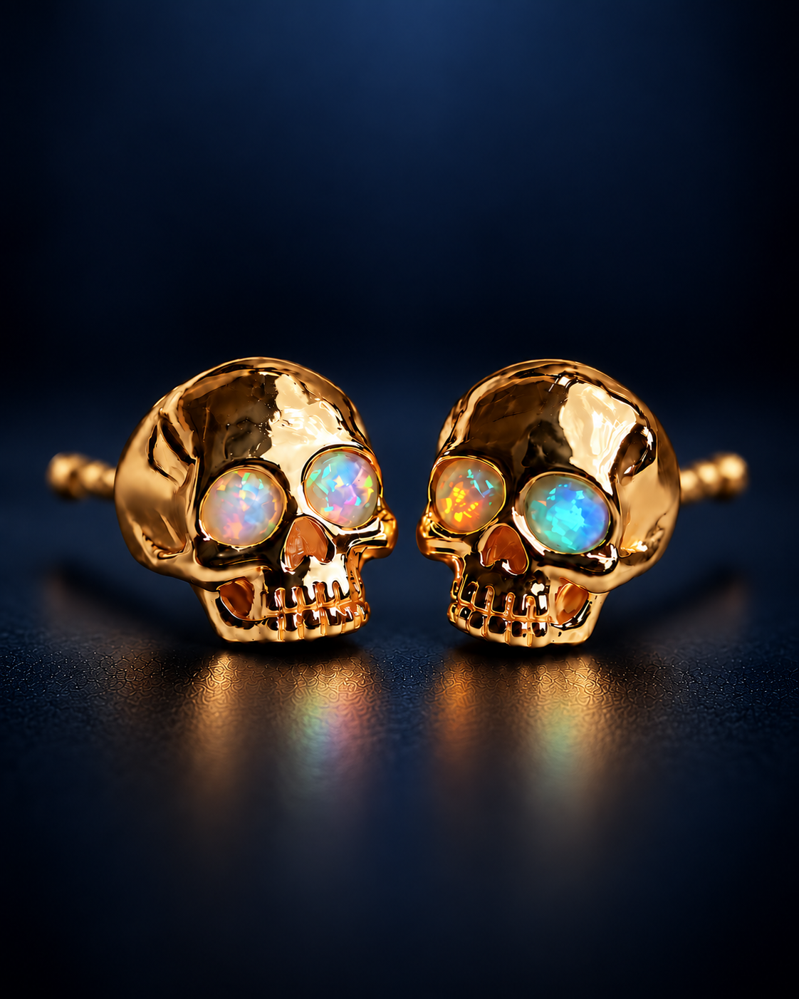 Elara™ Opal Skull Stud Earrings