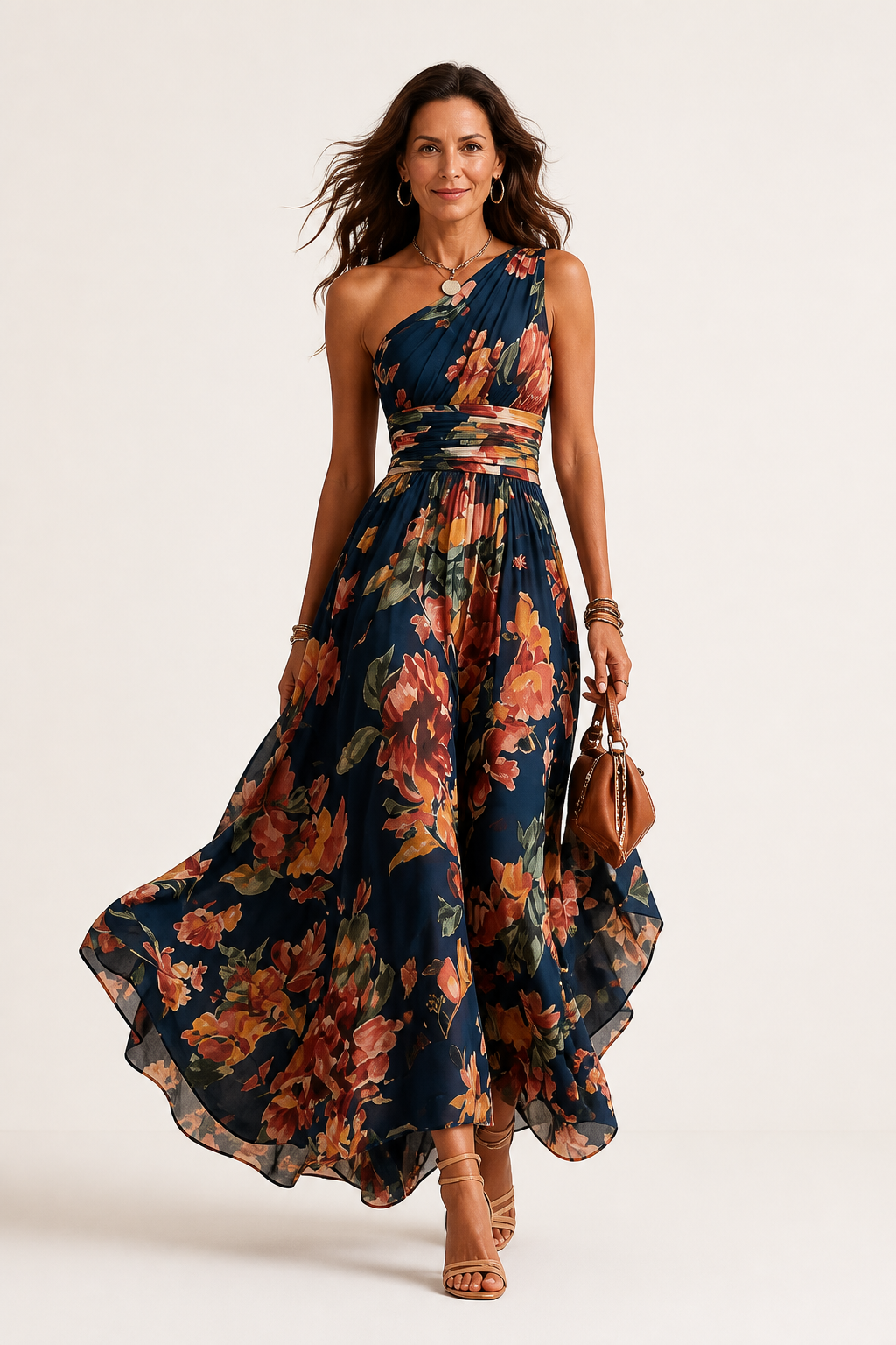 Seraphina Floral One-Shoulder Maxi Dress | SIMSHA