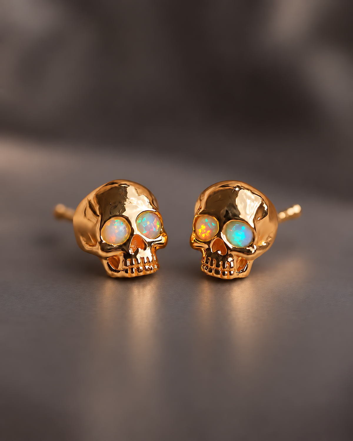 Elara™ Opal Skull Stud Earrings