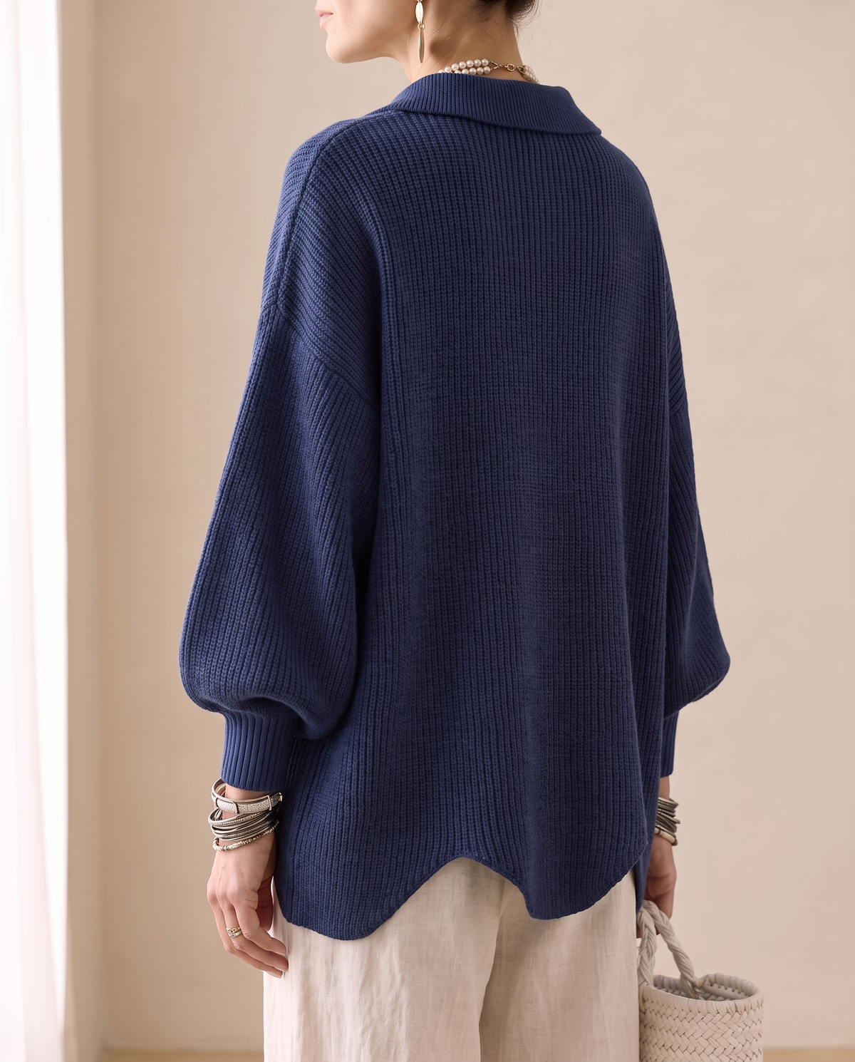 Margaret™ | Oversized Gold-Button Knit Cardigan