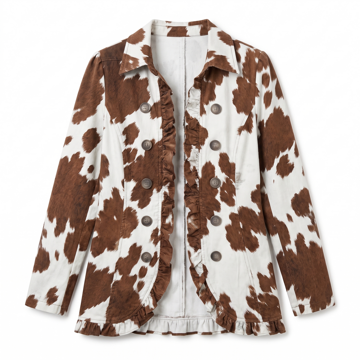 Sienna™ Cow Print Ruffle Jacket