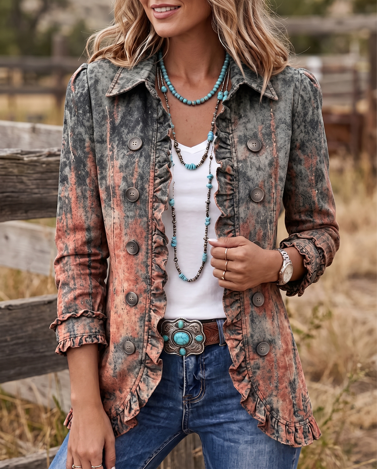 Estelle™ Vintage Textured Ruffle Jacket