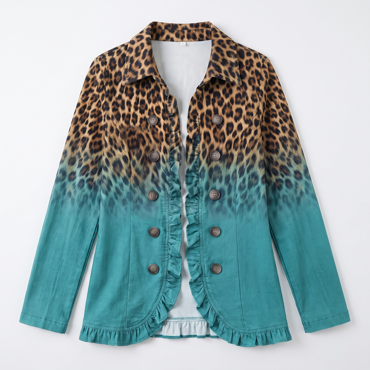 Elodie™ Leopard Ombré Ruffle Blazer