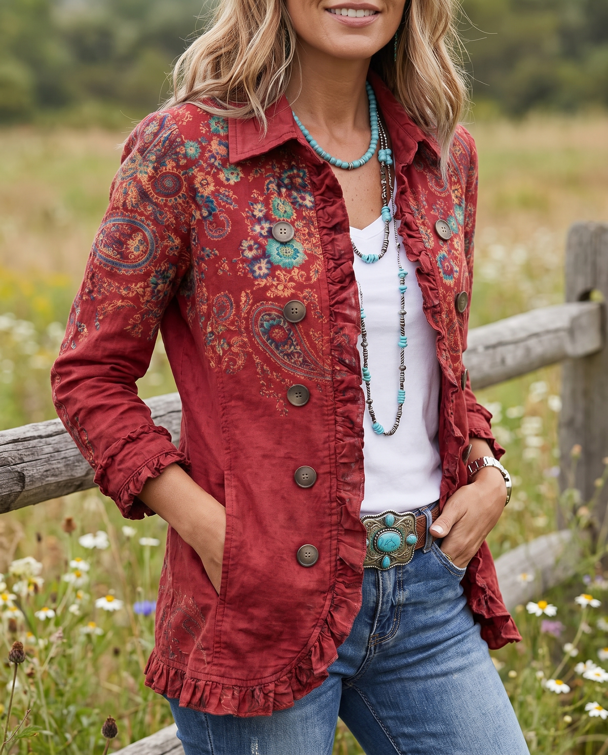 Rosalie™ Boho Paisley Ruffle Jacket