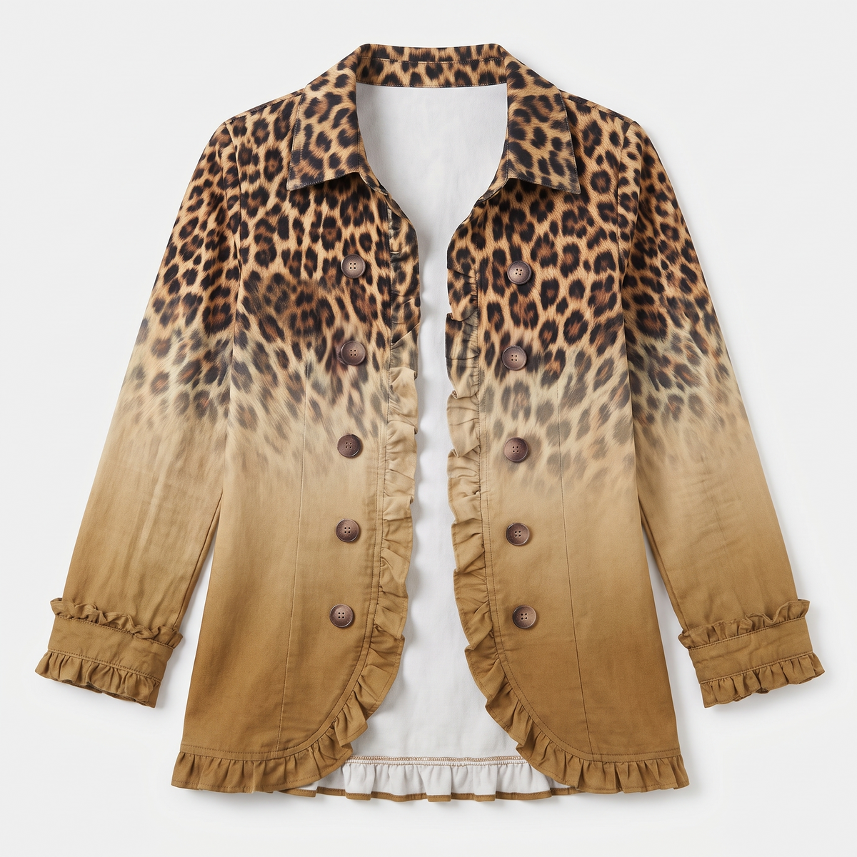 Elodie™ Leopard Ombré Ruffle Blazer