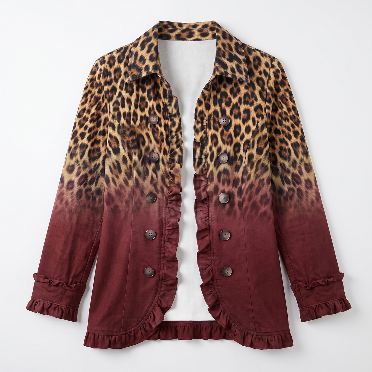 Elodie™ Leopard Ombré Ruffle Blazer