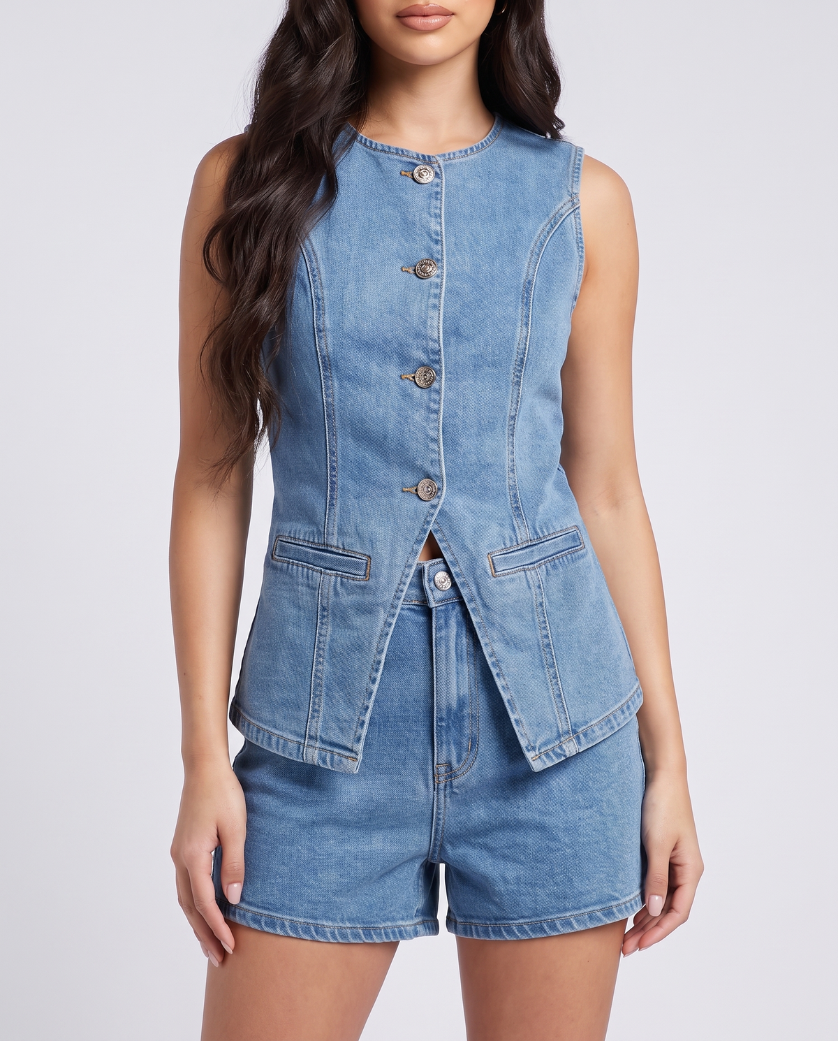 Sienna™ Denim Waistcoat & Shorts Co-Ord Set