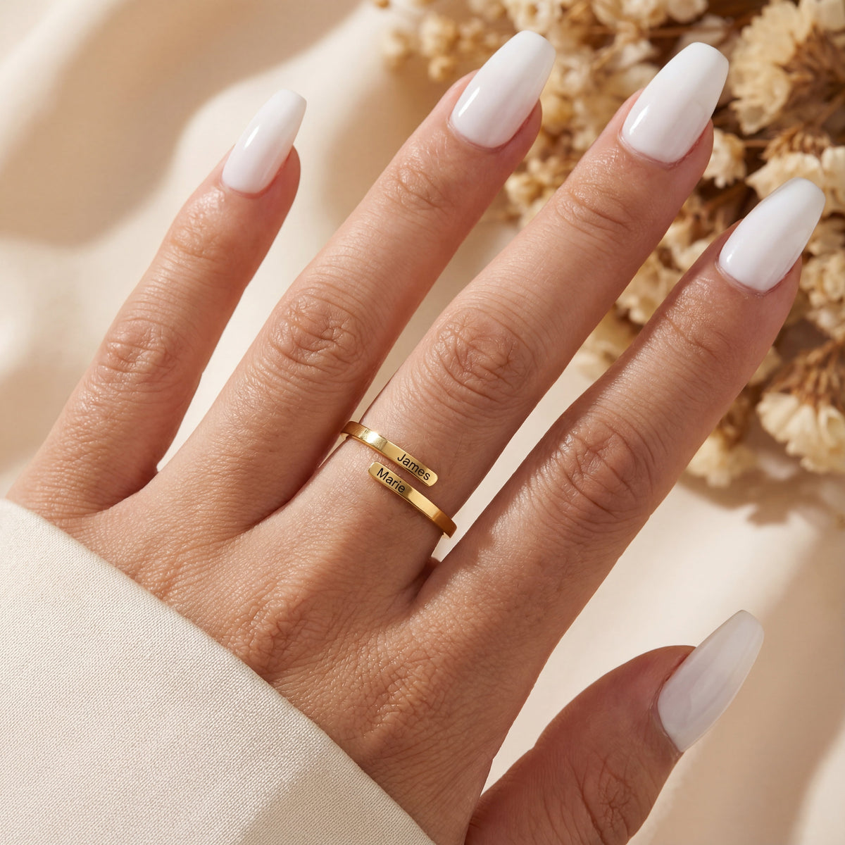 Adjustable Double Name Ring