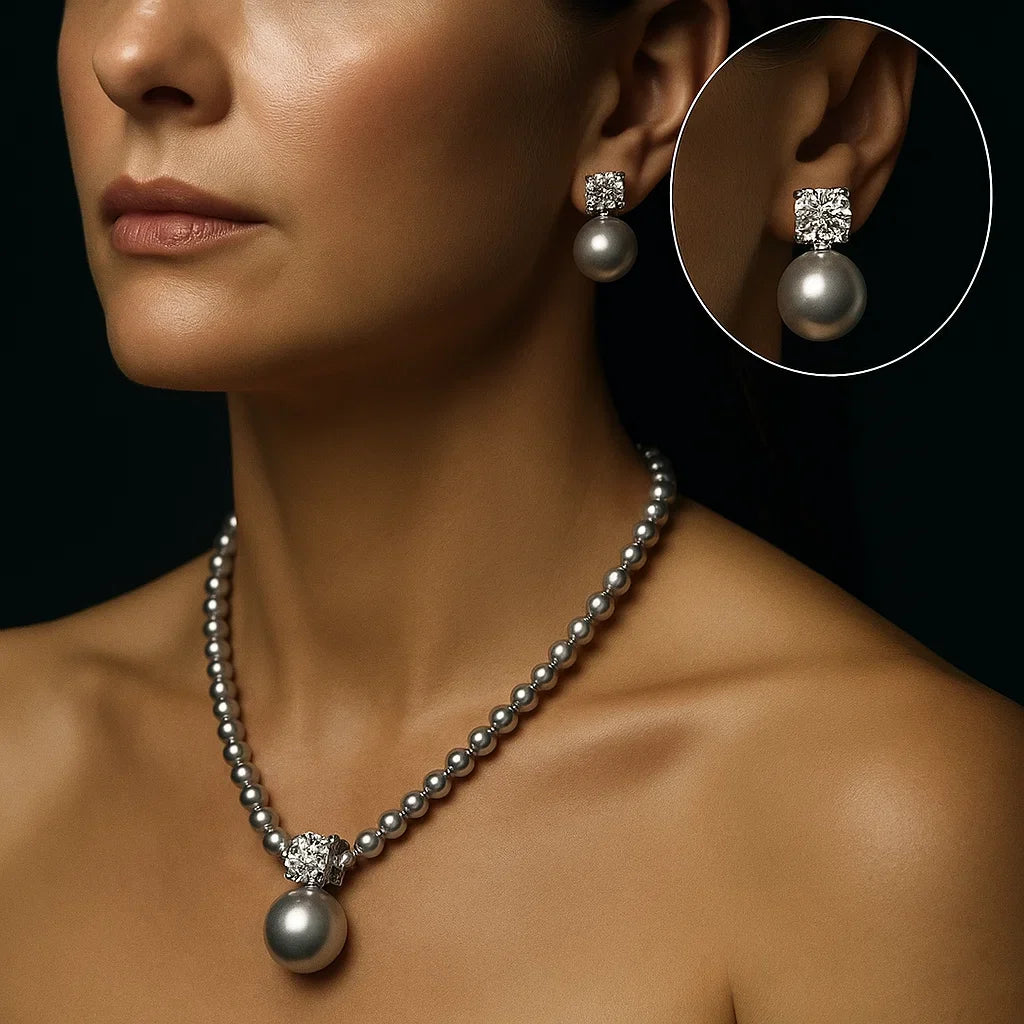 Catherine™ | Diamond Pearl Jewellery Set